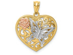 FJC Finejewelers 14k Tri Color Butterfly Heart Charm
