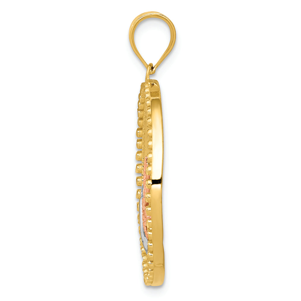 FJC Finejewelers 14k Yellow  Rose And with Rhodium Dragonfly Charm