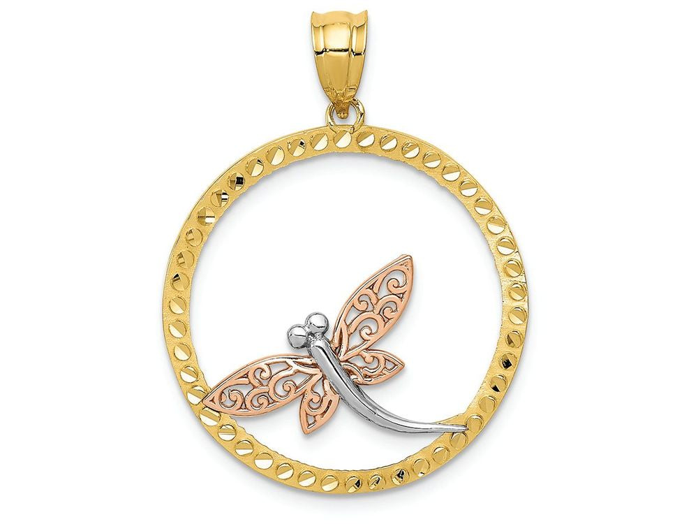 FJC Finejewelers 14k Yellow  Rose And with Rhodium Dragonfly Charm