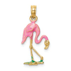 FJC Finejewelers 14k Yellow Gold Enameled Flamingo Charm