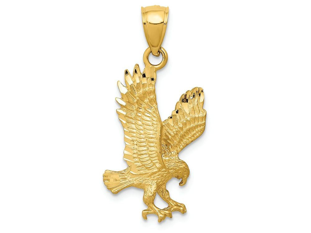 FJC Finejewelers 14k Yellow Gold Satin Bright Cut Eagle Charm