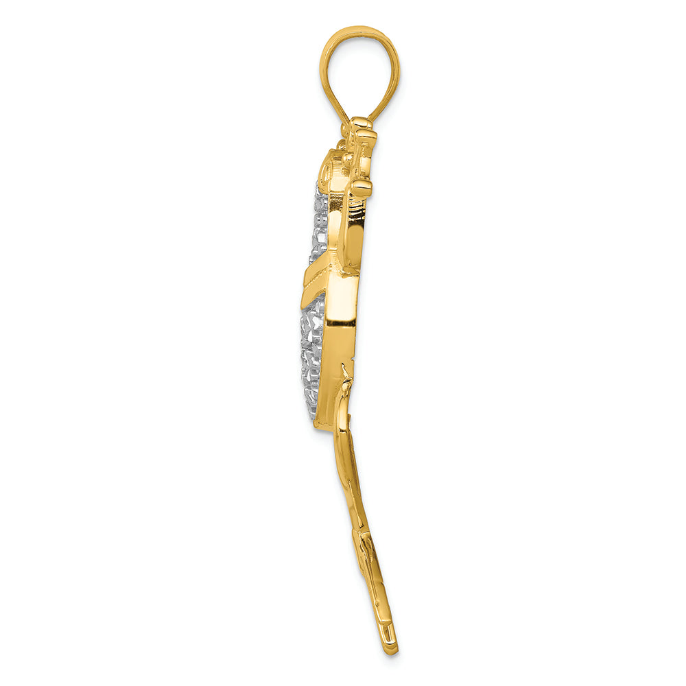 FJC Finejewelers 14k Yellow Gold And with Rhodium Bright Cut Frog Charm