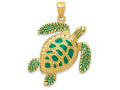 FJC Finejewelers 14k Yellow Gold 3d Enameled Sea Turtle Charm