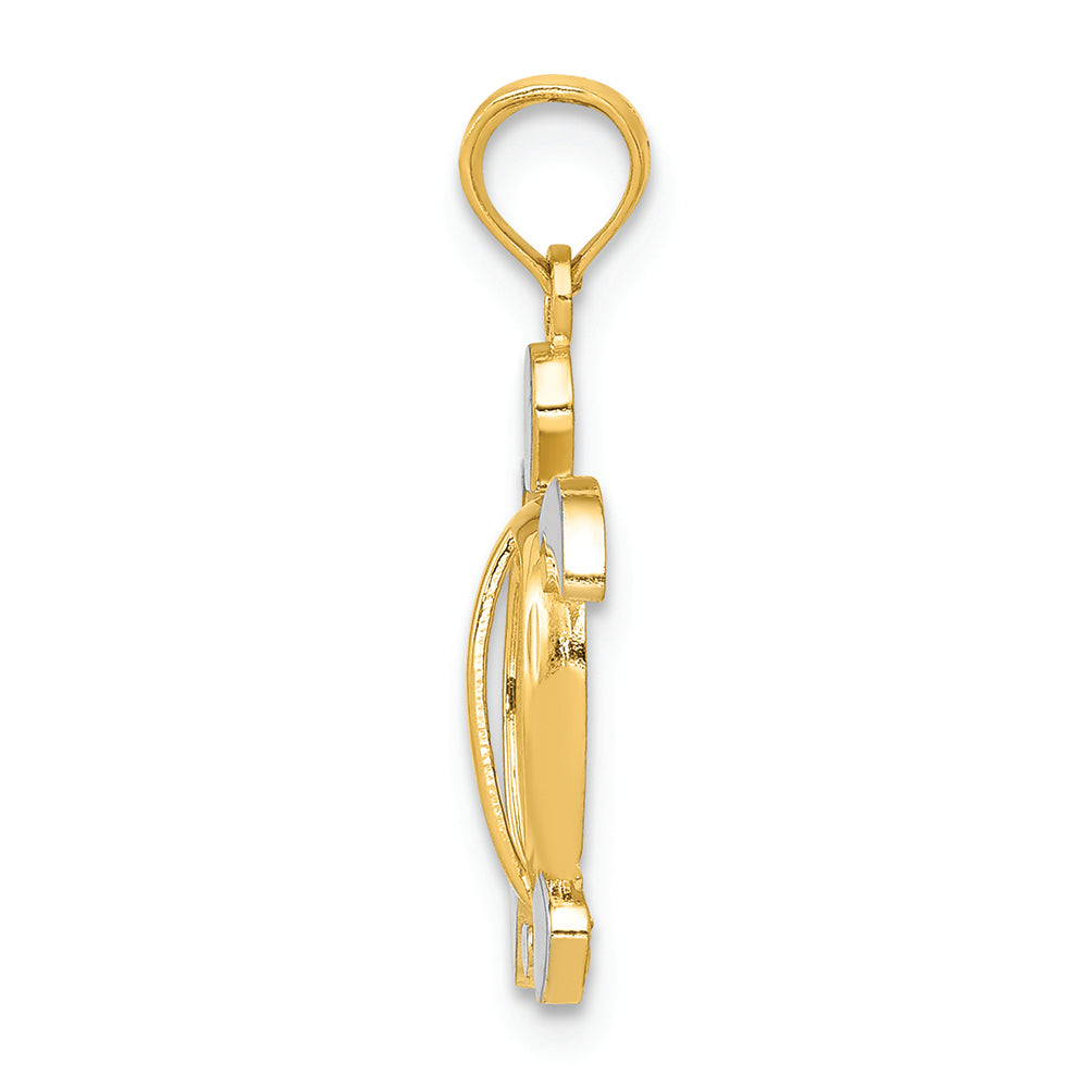 FJC Finejewelers 14k Yellow Gold with Rhodium Sea Turtle Charm