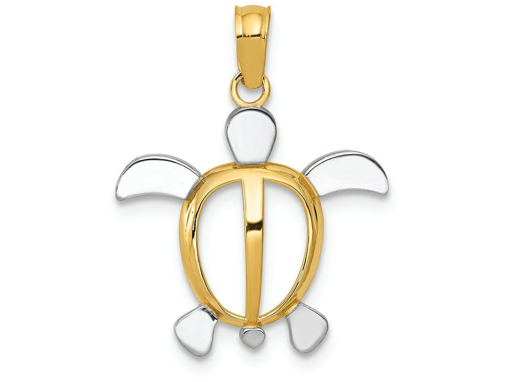 FJC Finejewelers 14k Yellow Gold with Rhodium Sea Turtle Charm