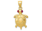 FJC Finejewelers 14k Yellow Gold Turtle with Ruby Eyes Charm