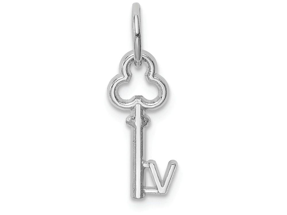 FJC Finejewelers 14k White Gold Initial V Key Charm