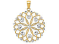 FJC Finejewelers 14k Yellow Gold with Rhodium Bright Cut Flower Charm