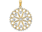 FJC Finejewelers 14k Yellow Gold with Rhodium Bright Cut Flower Charm