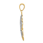 FJC Finejewelers 14k Yellow Gold with Rhodium Filigree Hearts with Scalloped Edge Charm