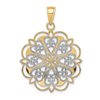 FJC Finejewelers 14k Yellow Gold with Rhodium Filigree Hearts with Scalloped Edge Charm