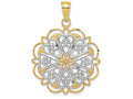 FJC Finejewelers 14k Yellow Gold with Rhodium Filigree Hearts with Scalloped Edge Charm