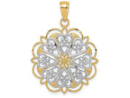 FJC Finejewelers 14k Yellow Gold with Rhodium Filigree Hearts with Scalloped Edge Charm