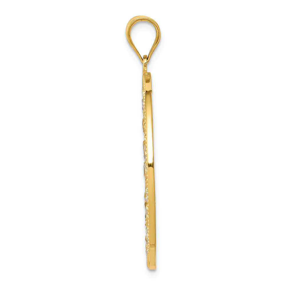 FJC Finejewelers 14k Yellow Gold And with Rhodium Bright Cut Circle Charm