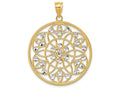 FJC Finejewelers 14k Yellow Gold And with Rhodium Bright Cut Circle Charm