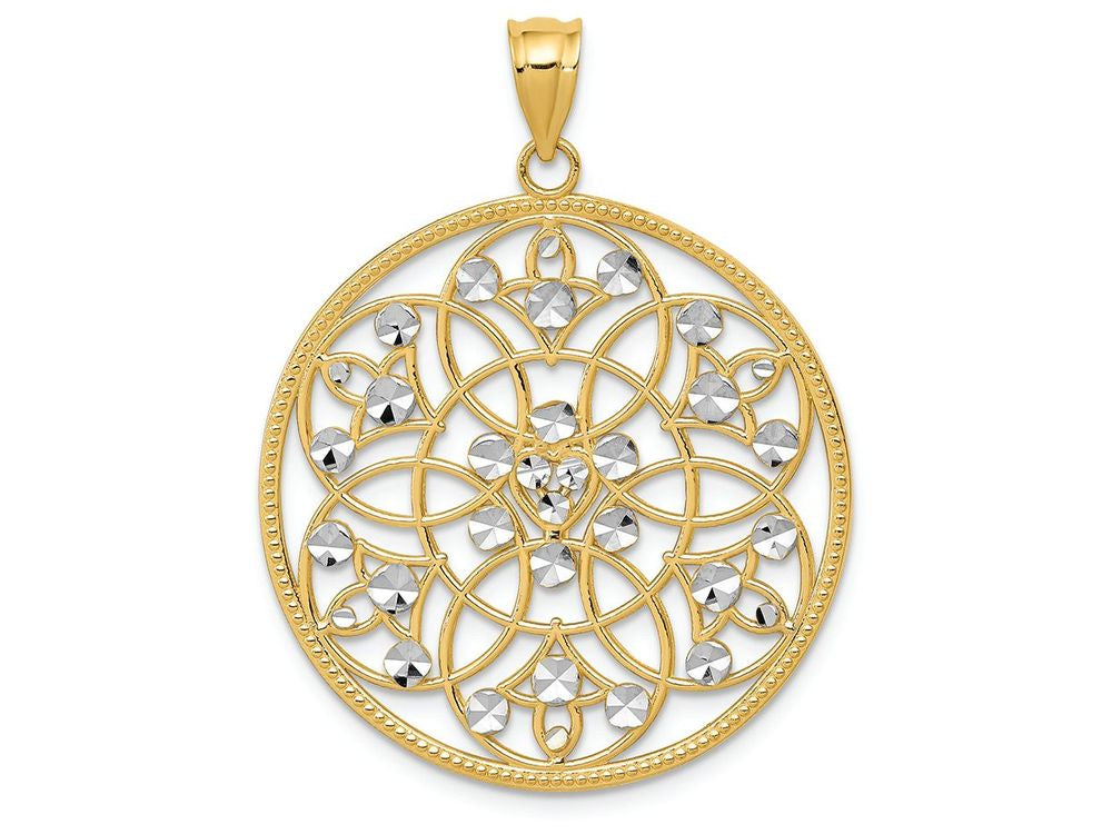 FJC Finejewelers 14k Yellow Gold And with Rhodium Bright Cut Circle Charm