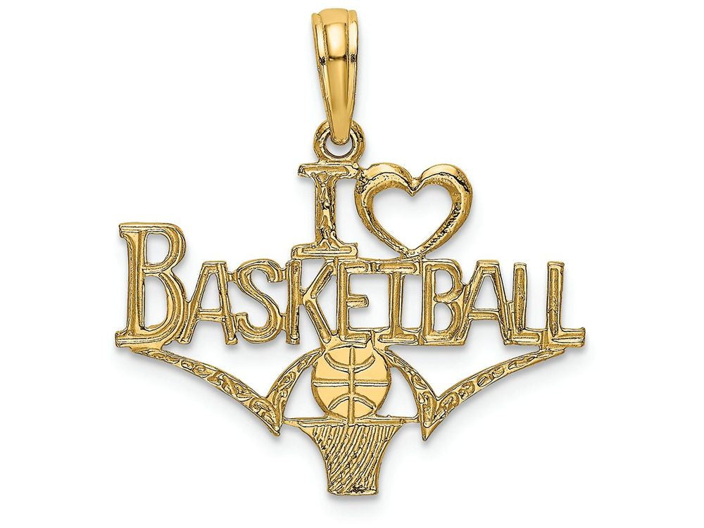 FJC Finejewelers 14k Yellow Gold I Heart Basketball with Ball Net Charm