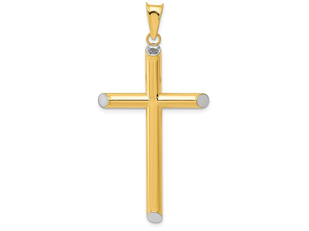 FJC Finejewelers 14k with with Rhodium 3d Hollow Cross Charm