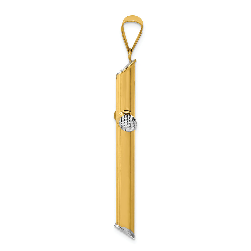 FJC Finejewelers 14k with with Rhodium 3d Hollow Cross Charm