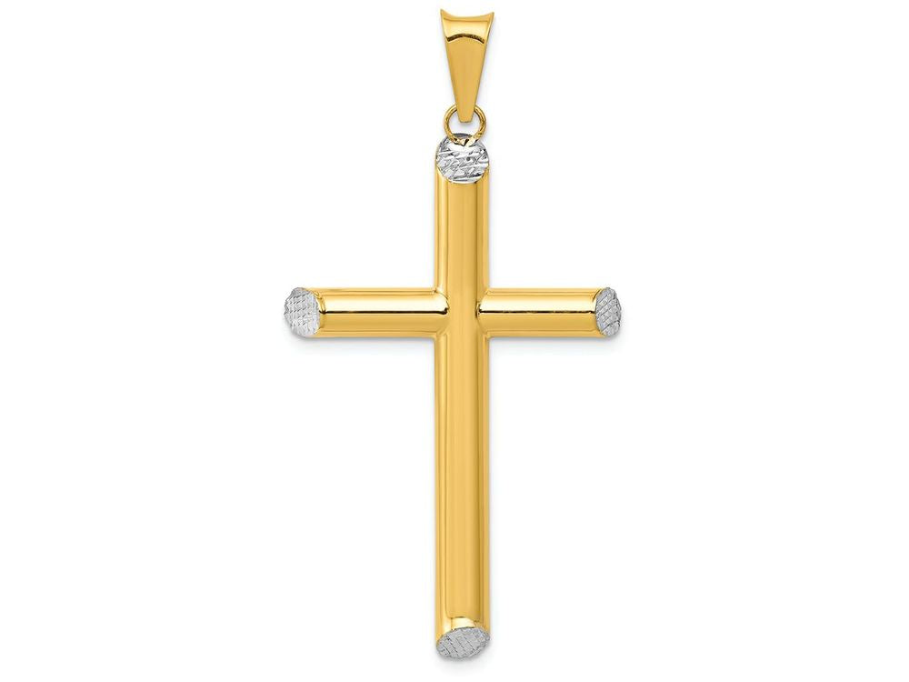 FJC Finejewelers 14k with with Rhodium 3d Hollow Cross Charm