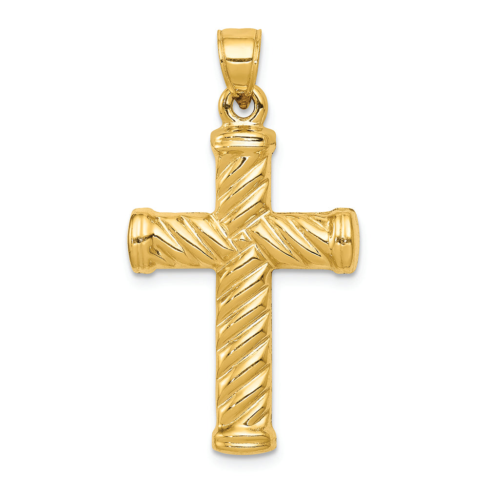FJC Finejewelers 14k Yellow Gold Reversible Bright Cut Cross Charm