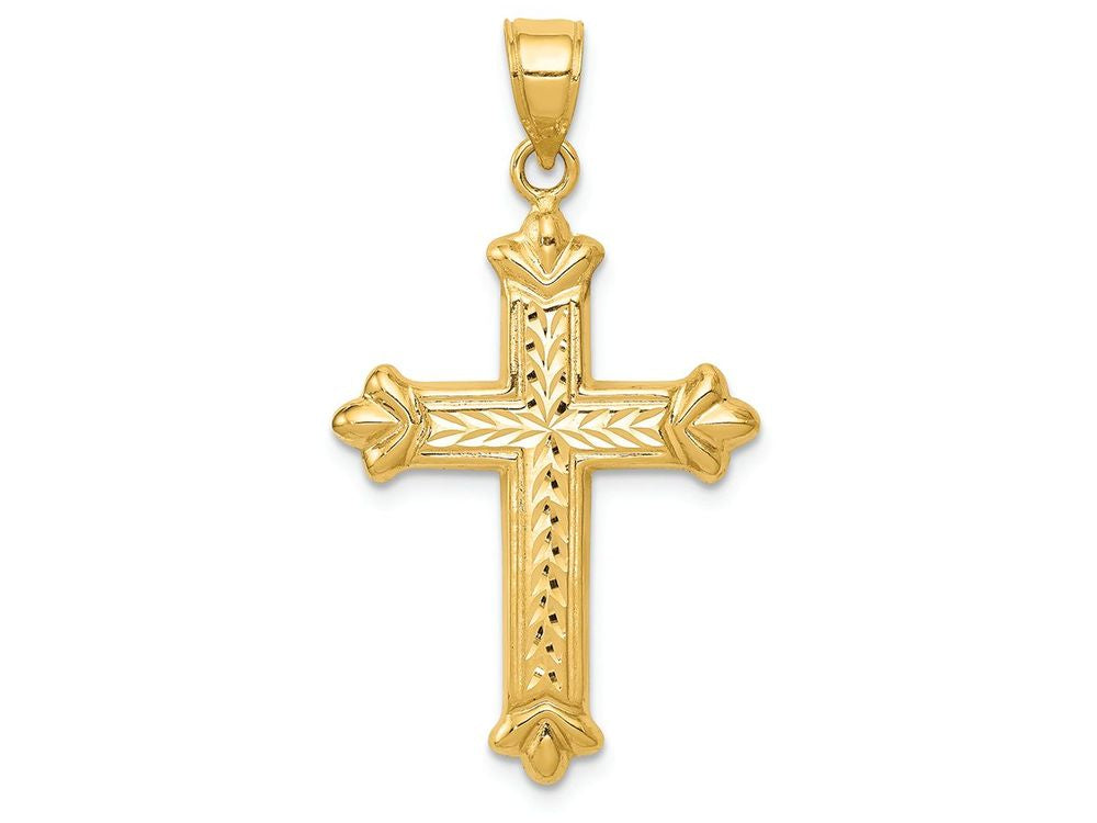 FJC Finejewelers 14k Yellow Gold Reversible Bright Cut Cross Charm