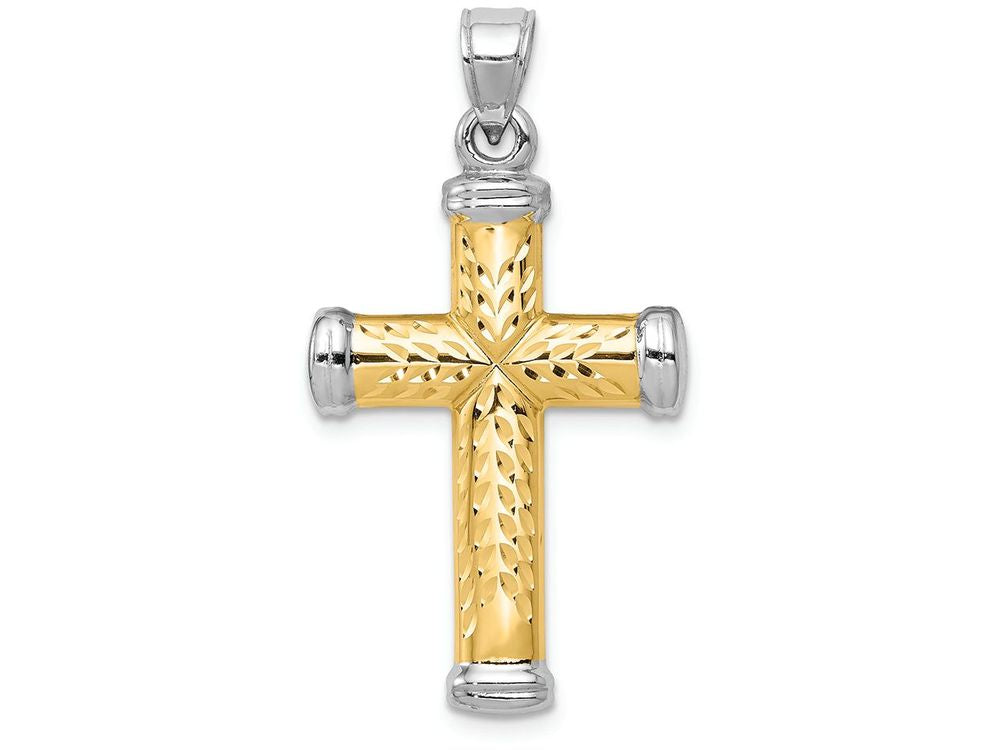 FJC Finejewelers 14k Yellow Gold with with Rhodium Reversible Cross Charm