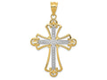 FJC Finejewelers 14k Yellow Gold with with Rhodium Budded Cross Charm