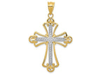FJC Finejewelers 14k Yellow Gold with with Rhodium Budded Cross Charm