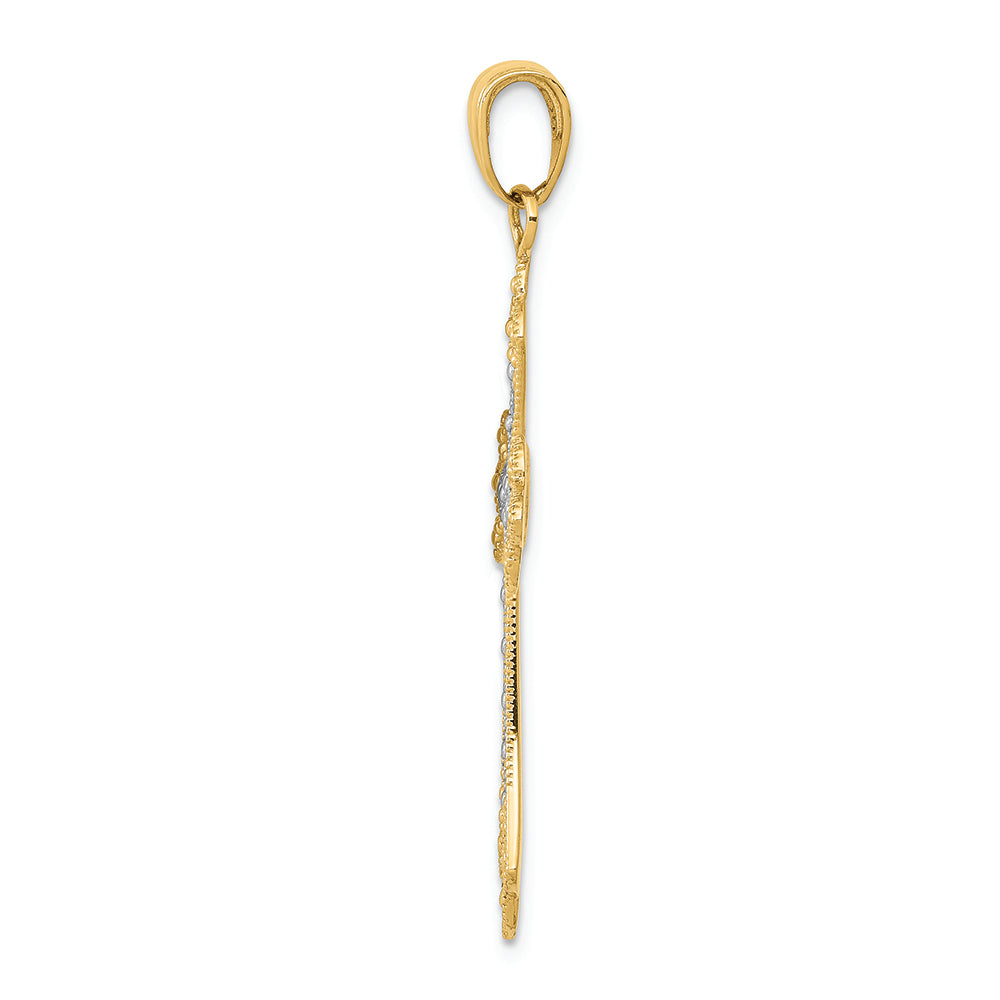 FJC Finejewelers 14k Yellow Gold with with Rhodium Textured Cross Charm