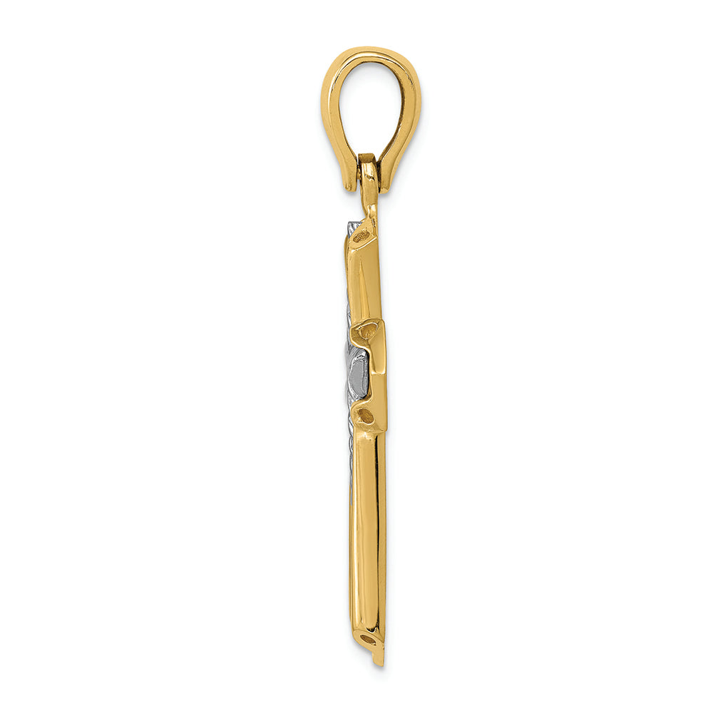 FJC Finejewelers 14k Two-tone Gold Solid Cross Charm