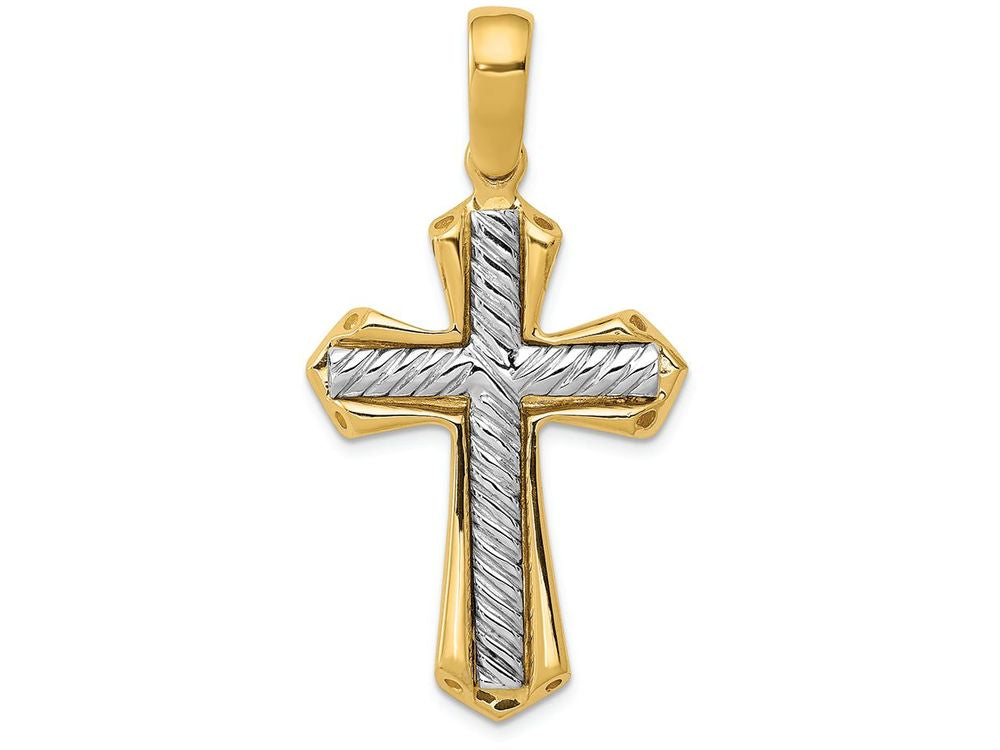 FJC Finejewelers 14k Two-tone Gold Solid Cross Charm
