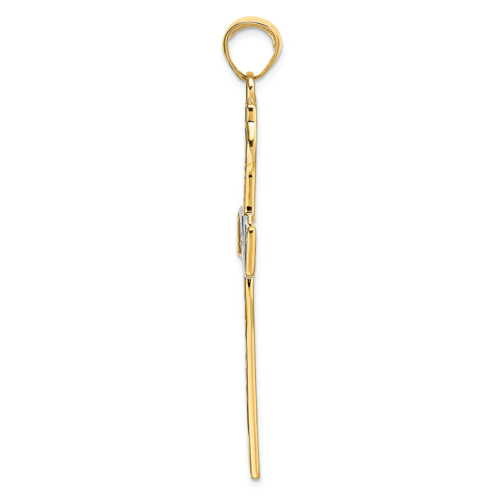 FJC Finejewelers 14k Yellow Gold with Rhodium Latin Cross Charm