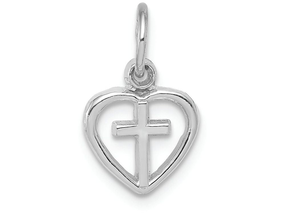 FJC Finejewelers 14k White Gold Cross In Heart Charm