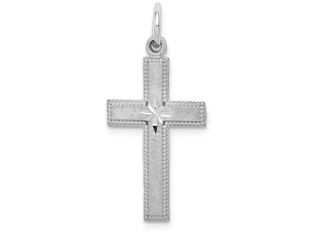 FJC Finejewelers 14k White Gold Bright Cut Cross Charm