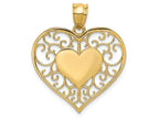 FJC Finejewelers 14k Yellow Gold Heart In Heart Polished Filigree Charm