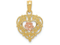 FJC Finejewelers 14k Two-tone Gold Rose Heart Charm