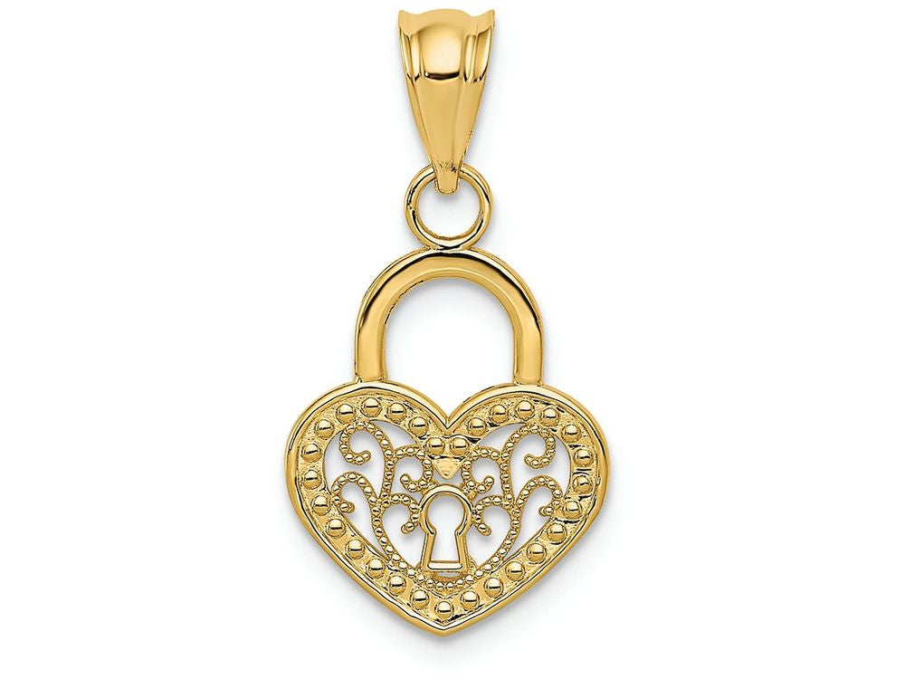 FJC Finejewelers 14k Yellow Gold Filigree Heart Lock Charm
