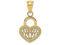 FJC Finejewelers 14k Yellow Gold Filigree Heart Lock Charm