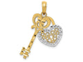 FJC Finejewelers 14k Yellow Gold with Rhodium Bright Cut Key Heart Lock Charm