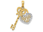 FJC Finejewelers 14k Yellow Gold with Rhodium Bright Cut Key Heart Lock Charm