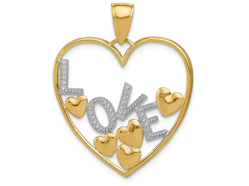 FJC Finejewelers 14k Yellow Gold with Rhodium Love And Floating Hearts Charm