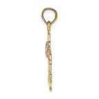 FJC Finejewelers 14k Two-tone Gold Mom with Pink Flower Charm