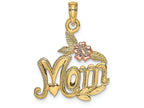 FJC Finejewelers 14k Two-tone Gold Mom with Pink Flower Charm