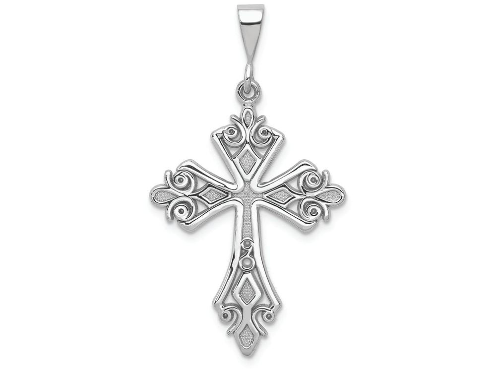 FJC Finejewelers 14k White Gold Fleur De Lis Cross Charm