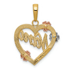 FJC Finejewelers 14 Kt Tri Color Gold Nana In Heart with Flowers Charm