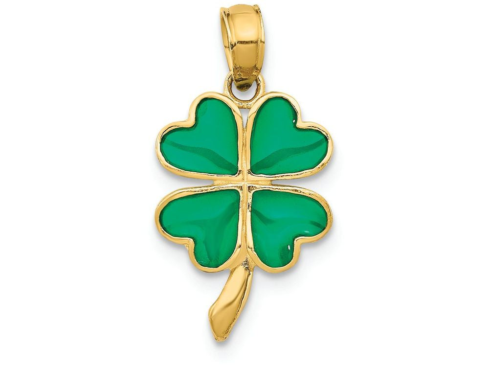 FJC Finejewelers 14k Yellow Gold 4-leaf Clover Enameled Charm