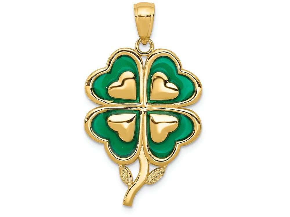 FJC Finejewelers 14k Yellow Gold 4-leaf Clover Charm with Enameled Tips