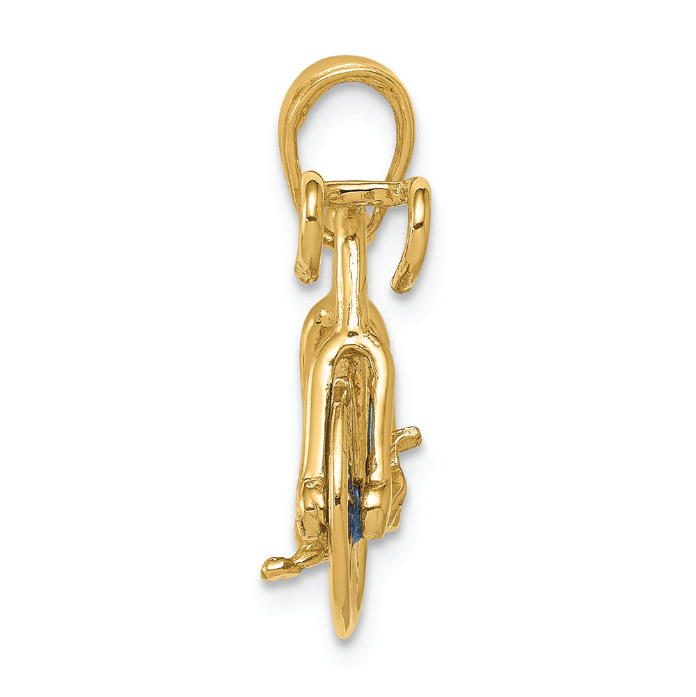 FJC Finejewelers 14k Yellow Gold 3d Blue Enameled Bicycle Charm