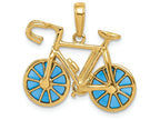 FJC Finejewelers 14k Yellow Gold 3d Blue Enameled Bicycle Charm